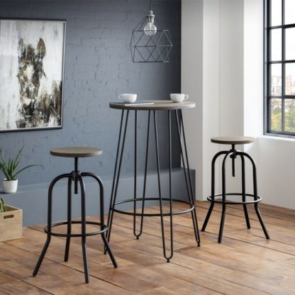 992d7bcee5edeed6c177a0bf789e63e88bab5f30547f39d9b9462a47a3f31e85.jpg An Image of Dalston Bar Set In Mocha Elm With 2 Spitfire Stools