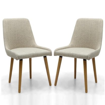996e39a8061071838ccff0c6eb98d055a7589d5a979c4a126fad756b0bf97428.jpg An Image of Kelcy Dining Chair In Natural Linen With Wooden Legs In A Pair