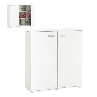 An Image of Gabriella Wooden Shoe Cabinet In Pearl White With 2 Doors