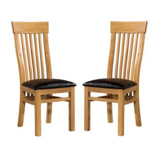 An Image of Empire Solid Oak Dining Chairs In Pair