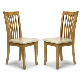 An Image of Cainsville Wooden Dining Chairs In Maple Lacquered In A Pair