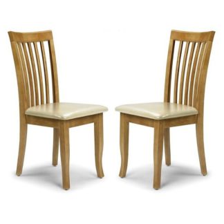 An Image of Cainsville Wooden Dining Chairs In Maple Lacquered In A Pair