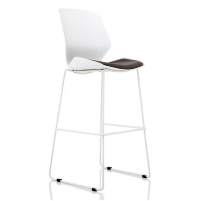 99d72378931dbacc290dccee3d9417ce14b8b2cde0fa0b990d2df13937588648.jpg An Image of Florence Fabric High Office Stool In Grey With White Frame