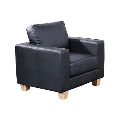 An Image of Wasp PU Leather 1 Seater Sofa In Black