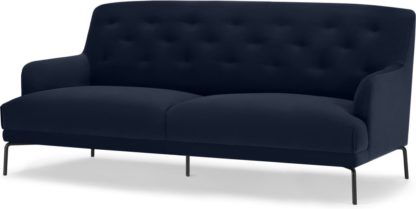 An Image of Attwood 3 Seater Sofa, Ink Blue Velvet