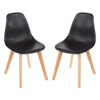 An Image of Arturo Black Bistro Chair In Pair With Wooden Legs