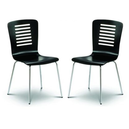 9b5370f904f504f34a965765f17c0e239ff729f8ff7f14023ebef54f20d36db2.jpg An Image of Brent Dining Chair In Black Lacquered With Chrome Legs In Pair