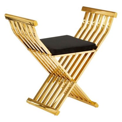 An Image of Fafnir Gold Cross Design Occasional Chair With Black Cushion