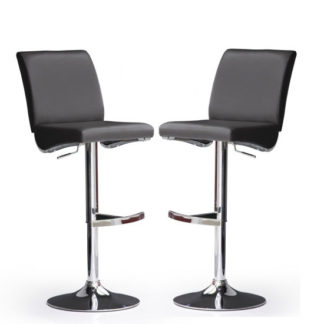 An Image of Diaz Bar Stools In Black Faux Leather in A Pair
