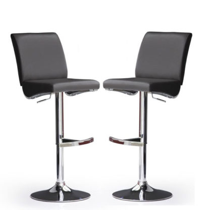 9b9c505227b862688d531225899c6280934ad8ffbd59fc73ec06cb2e818a00df.jpg An Image of Diaz Bar Stools In Black Faux Leather in A Pair
