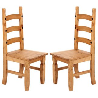 An Image of Minoris Light Pine Wooden Dining Chairs In Pair