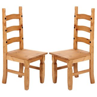 An Image of Minoris Light Pine Wooden Dining Chairs In Pair