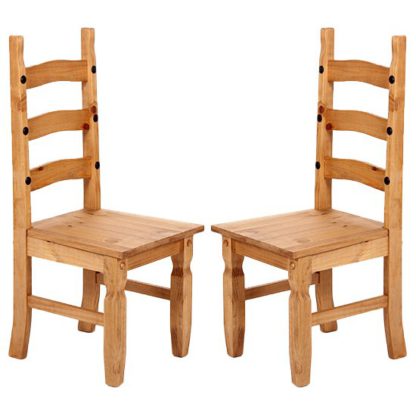 An Image of Minoris Light Pine Wooden Dining Chairs In Pair