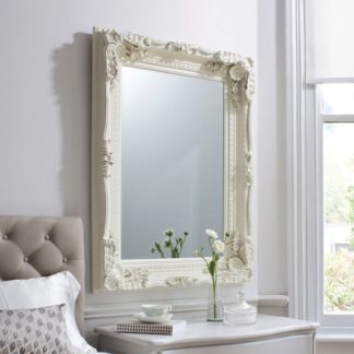 An Image of Louisa Baroque Style Wall Mirror In Matt Cream