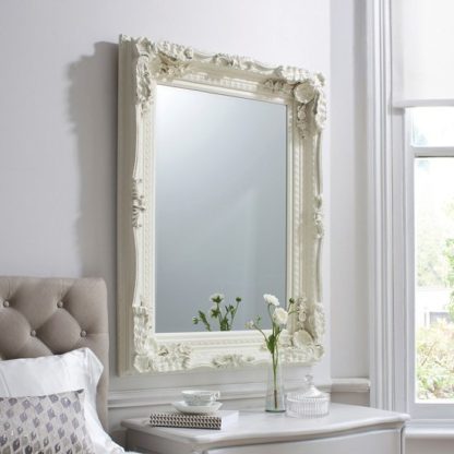 An Image of Louisa Baroque Style Wall Mirror In Matt Cream