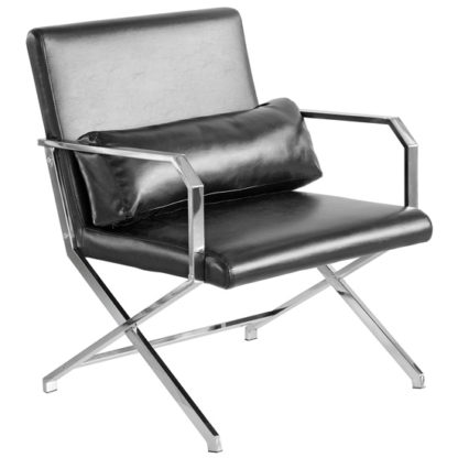 An Image of Acamar Faux Leather Leisure Lounge Chair In Black