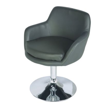 9c2c60c1b6ab38bb293054e05e4be03300b5ad327ce3fa1bc8cfbd040ea8bb0b.jpg An Image of Bucketeer Bar Chair In Charcoal Grey With Chrome Base