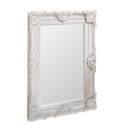An Image of Valley Wall Mirror Rectangular In White With Baroque Style