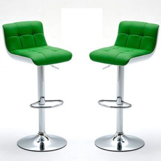 An Image of Bob Bar Stools In Green Faux Leather in A Pair