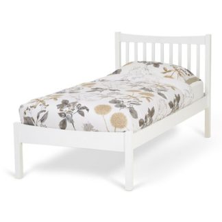 An Image of Alice Hevea Wooden Single Bed In Opal White