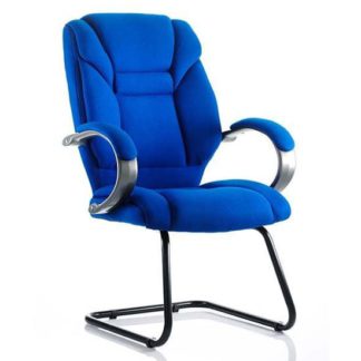 An Image of Galloway Fabric Cantilever Visitor Chair In Blue With Arms