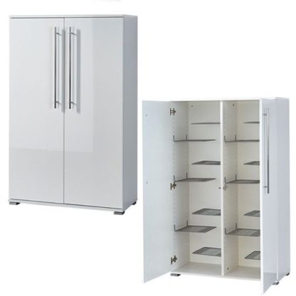 An Image of Inside Shoe Storage Cabinet In White Gloss With 2 Doors