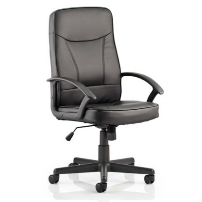 9c6dbee627539c06a7ea75beb7b15faf7e9d4e1cbef96b563648432e8cfe3162.jpg An Image of Blitz Leather Executive Office Chair In Black With Arms