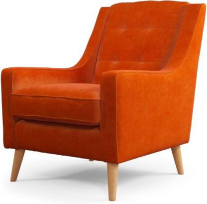An Image of Content by Terence Conran Tobias, Armchair, Plush Paprika Velvet, Light Wood Leg