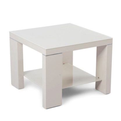 An Image of Alford Glass Side Table Square With Cream High Gloss
