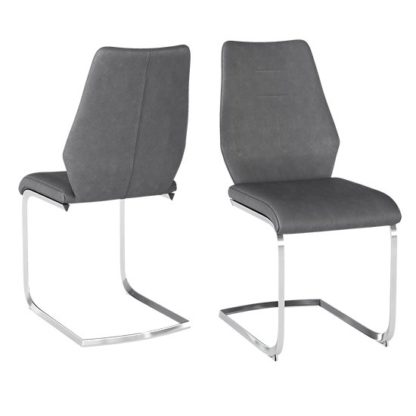 9cf32e598c2bc75be475edd858f230ee651af635838057b959d9e89f014c9f28.jpg An Image of Agata Grey Faux Leather Dining Chairs In Pair