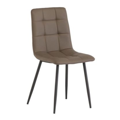 An Image of Virgo Faux Leather Dining Chair In Taupe