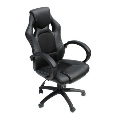 An Image of Tropez Home Office Chair In Black Fabric And Faux Leather