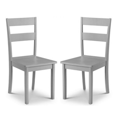 An Image of Devanna Wooden Dining Chair In Grey Lacquer In A Pair