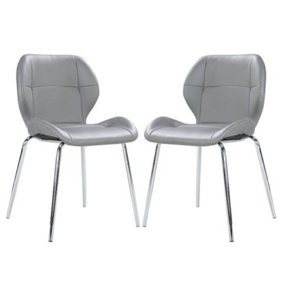 An Image of Darcy Dining Chair In Grey Faux Leather in A Pair