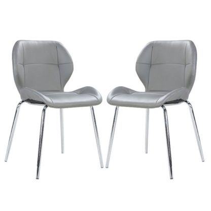 9dbc6b07c2f3177c3d1e6ba3a9a6142824693477de88c9108e0b43f448f21950.jpg An Image of Darcy Dining Chair In Grey Faux Leather in A Pair