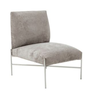 An Image of Ginnie Fabric Accent Chair In Slate With Stainless Steel Legs