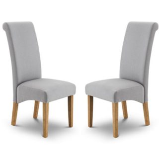 An Image of Rio Shale Grey Linen Fabric Dining Chair In Pair