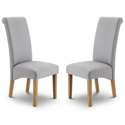 An Image of Rio Shale Grey Linen Fabric Dining Chair In Pair