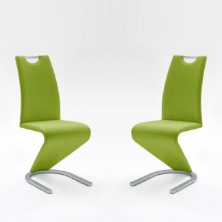 An Image of Amado Dining Chair In Lime Faux Leather In A Pair