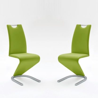 9df0ff71344434b6c41da1ae19b967254d8ca1f9de7bfb3fc000abf814f5287c.jpg An Image of Amado Dining Chair In Lime Faux Leather In A Pair