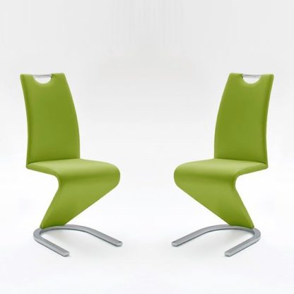 An Image of Amado Dining Chair In Lime Faux Leather In A Pair