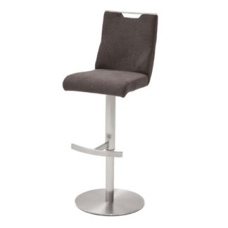 An Image of Jiulia Fabric Bar Stool In Brown With Steel Base