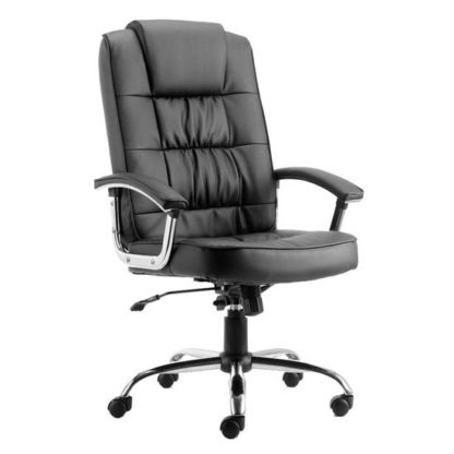 An Image of Moore Leather Deluxe Executive Office Chair In Black With Arms