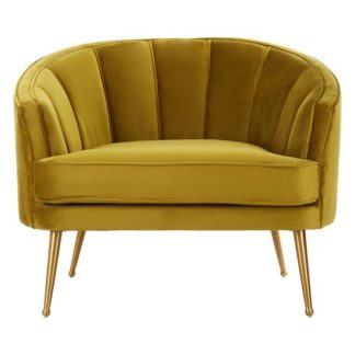 An Image of Dubhe Velvet Tub Chair In Pistachio With Gold Finish Legs