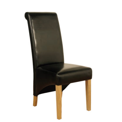 An Image of Rocco PU Leather Dining Dining Chair In Black