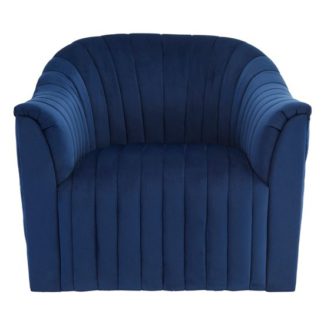 An Image of Larawag Velvet Armchair In Deep Blue