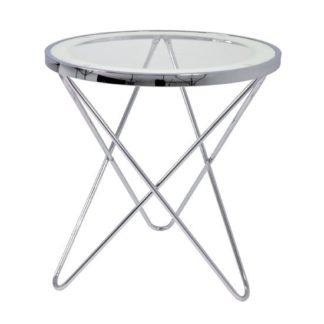 An Image of Theo 2 Lamp Table In Clear Glass Top And Chrome