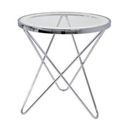 An Image of Theo 2 Lamp Table In Clear Glass Top And Chrome