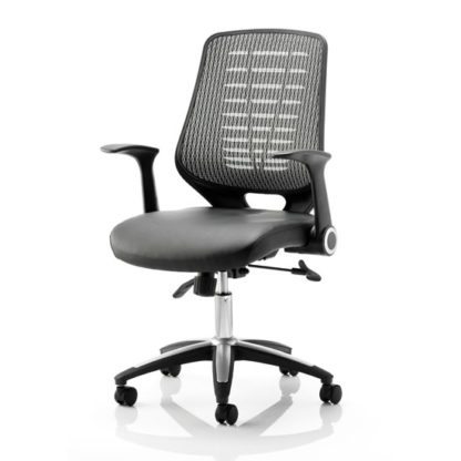 9efb1ac94b3c39b1b568d362c13c29f296671fac06e6125c8c10bc3668dcf33f.jpg An Image of Relay Silver Leather Office Chair