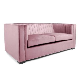 An Image of Torin 2 Seater Sofa In Pink Brushed Velvet